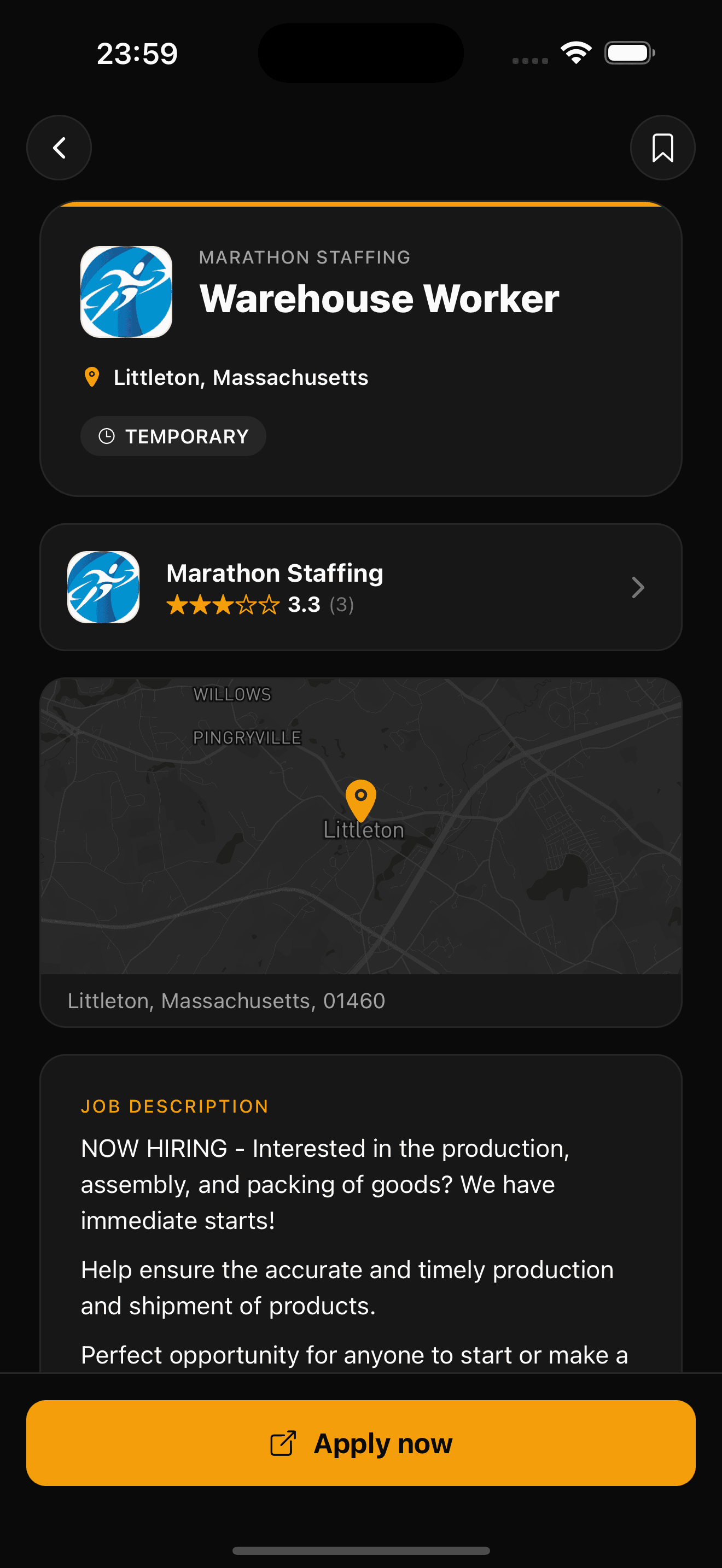 WareWorks app screen
